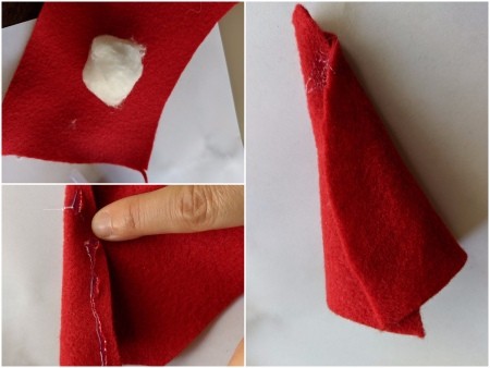 No-Sew Christmas Sock Snowman  - Christmas hat made from a cotton ball and felt