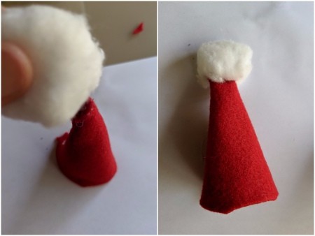 No-Sew Christmas Sock Snowman - glue a cotton ball to the top of the hat