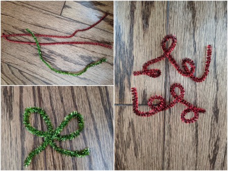 Reindeer Handprint Antler Hat - garland and bow from pipecleaners