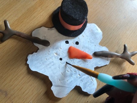 Melted Snowman Ornament - paint on eyes and black dots for coal mouth