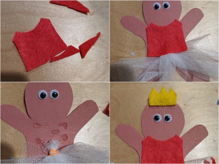 Ballerina Gingerbread Ornament - glue shirt and crown in place