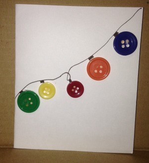 Button Christmas Cards - light strand card completed