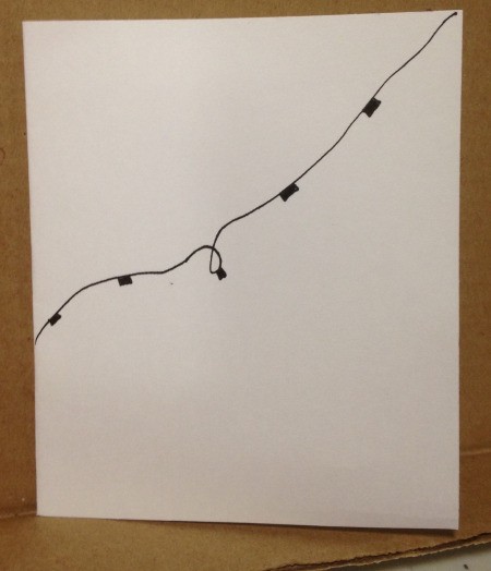 Button Christmas Cards - draw an electrical light strand with sockets