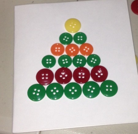 Button Christmas Cards - button tree without the trunk