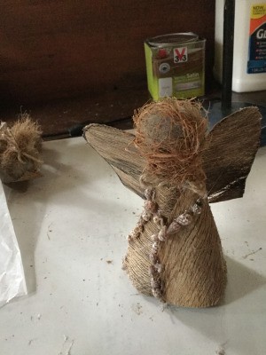 Coconut Fiber Christmas Angels - finished angel