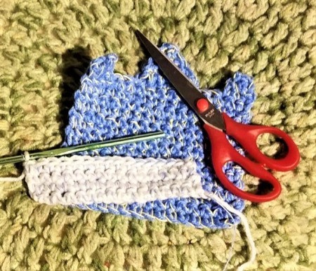 Crocheted Pouch with Lanyard for Crafting Supplies - beginning the front