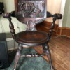 Identifying a Wooden Chair -carved back wooden chair with a round seat and turned legs