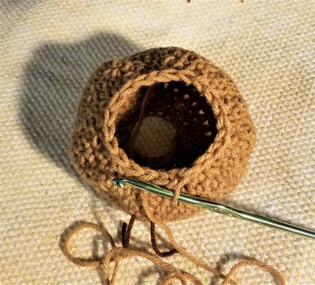 Crocheted Donut Pincushion - ready to close and stuff with batting
