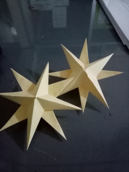 3D Paper Star Ornament - two finished stars