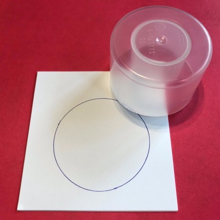 Ornament Holiday Card - cap traced to make a circle