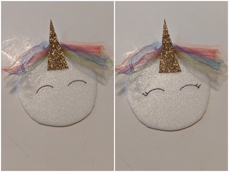 Rainbow Unicorn Ornament - eyes drawn on and lashes added