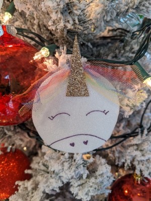 Rainbow Unicorn Ornament - ornament hanging on the tree