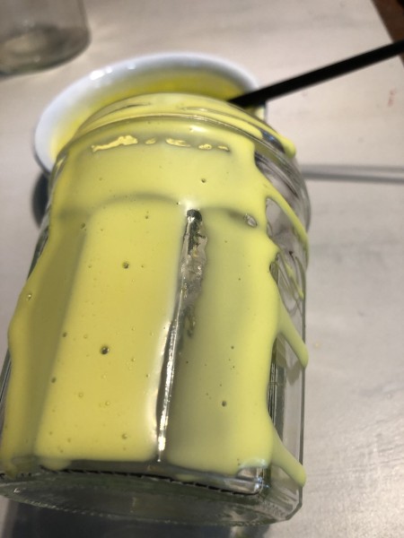 Faux Wax Drip Jar Candle Holders - section with yellow glue