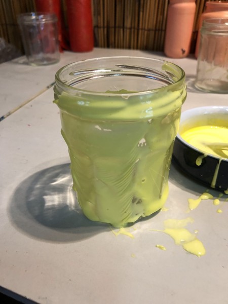 Faux Wax Drip Jar Candle Holders - dry glue on second jar