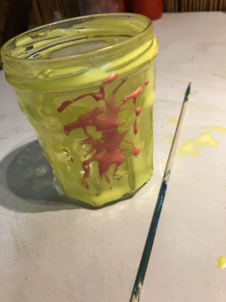 Faux Wax Drip Jar Candle Holders - use brush to apply drips