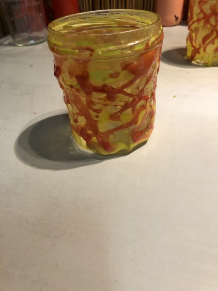 Faux Wax Drip Jar Candle Holders - finished jar allowed to dry overnight