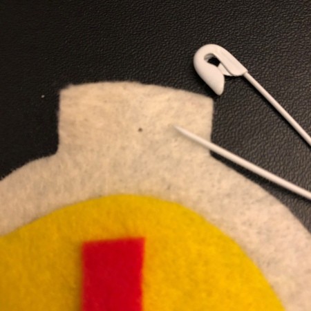Personalized Felt Ornaments - hole in the ornament from the safety pin