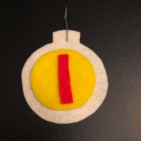 Personalized Felt Ornaments - front with a hanger in place