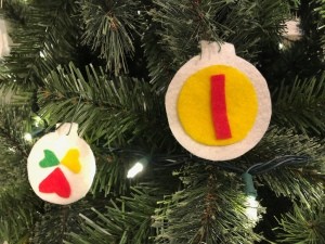 Personalized Felt Ornaments - large and small felt ornaments on the tree