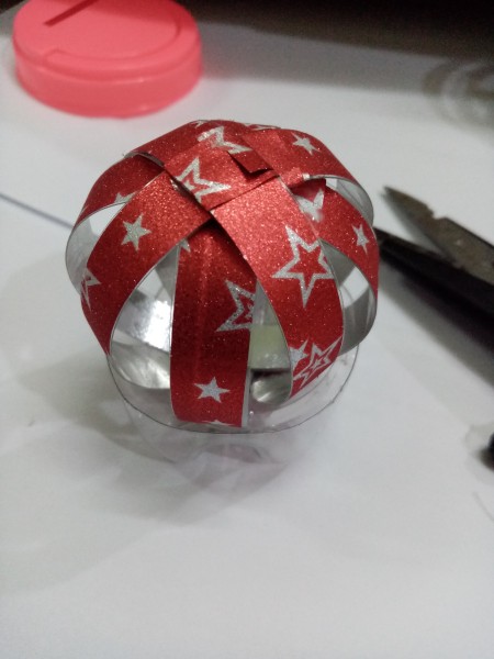 Recycled Plastic Bottle Christmas Balls - bottom of the ball