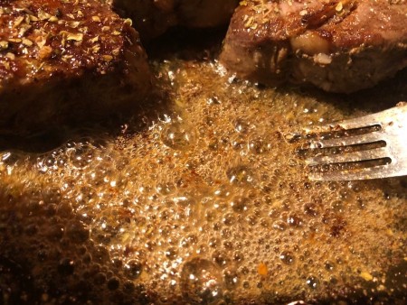 adding butter & brandy