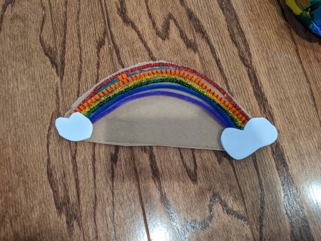 Rainbow Name Room Decor - excess cardboard cut away
