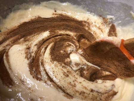adding spices to batter