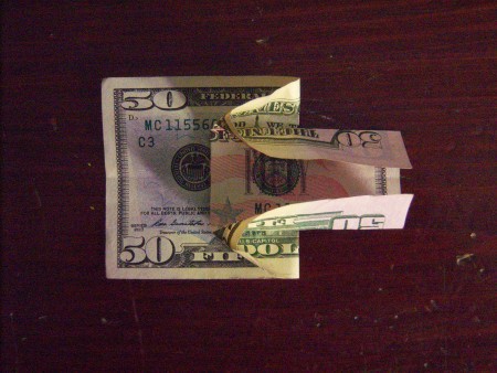 Cash Trees As Gifts - making folds on right side