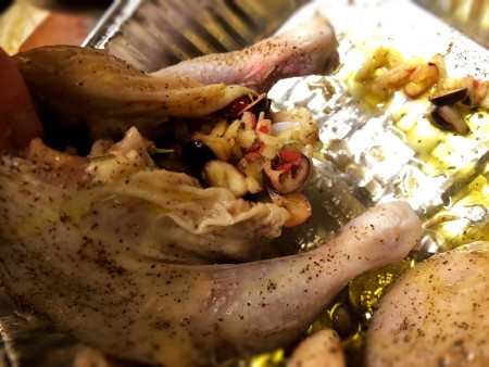 stuffing Cornish Hen