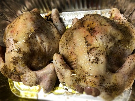 Cornish Hens in pan