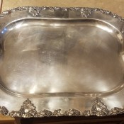 Value of A Silver Tray - silver tray with ornate edge and handles