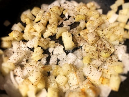 Seasoning added to potatoes