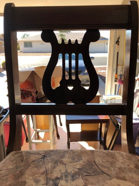 Value of a Murphy Chair - dark wood chair with upholstered seat and lyre back