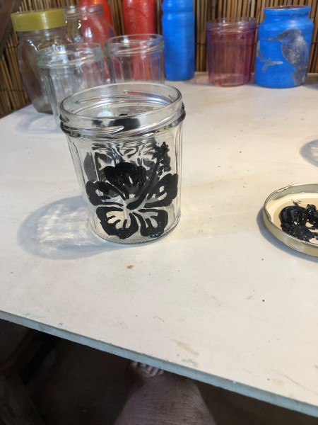 Christmas Silhouette Candle Holders - image painted on the outside of the jar