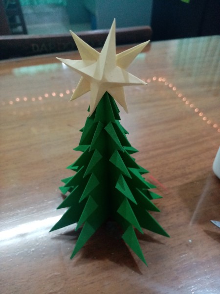 Colorful Paper Mini Table Top Christmas Tree - glue a star on top