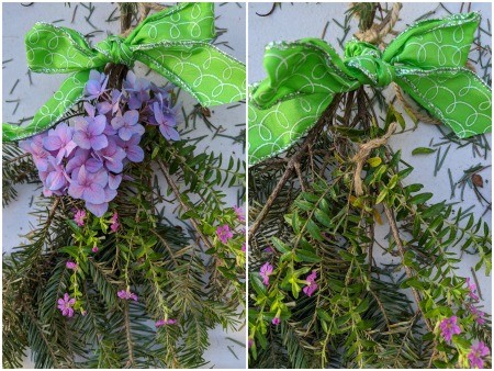 Holiday Swag Decoration  - hydrangea tied in