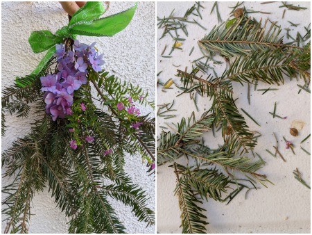 Holiday Swag Decoration - trim excess off the tree trimmings