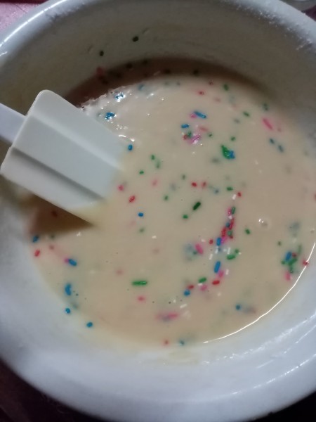 mixing sprinkles in batter