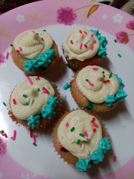 frosted Cake Bites on plate