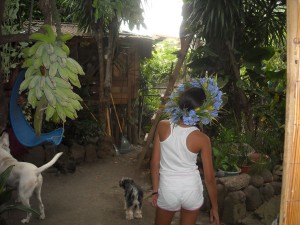 Christmas Flower Crown - young girl wearing the flower crown