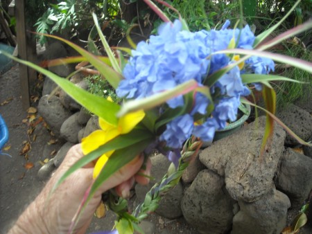 Christmas Flower Crown - lay the flowers along the line of the crown, starting on the left, begin wrapping with the ribbon