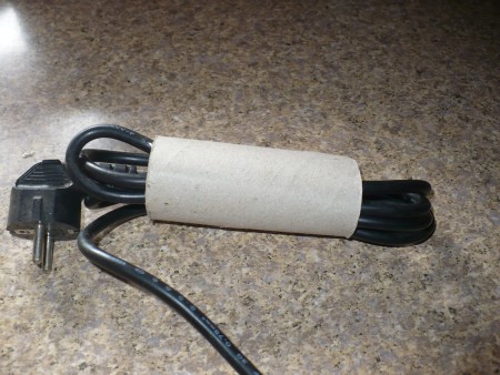 Organizing and Storing Laptop Cables - power cable inside the tube