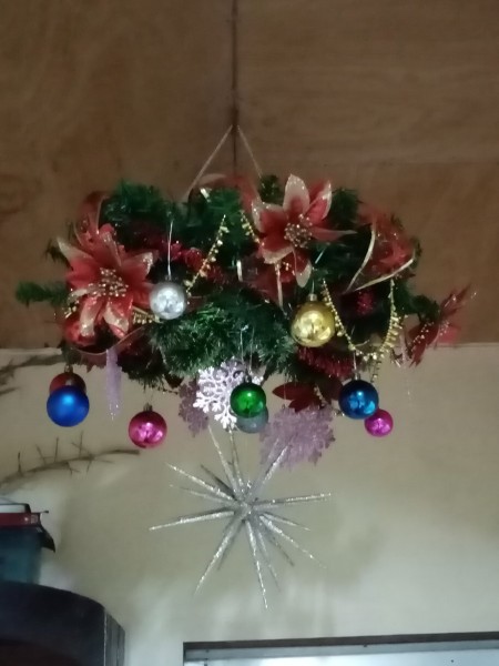Wreath Chandelier - additional ornaments have been added