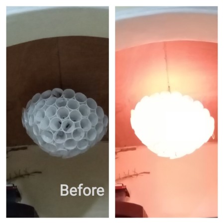 Wreath Chandelier - old plastic cup chandelier