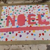 Noel Q-Tip Painting  - border and letters glued down