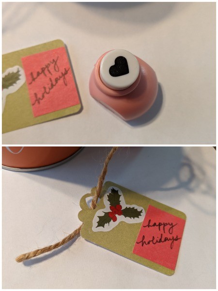 Wooden Ball Gift Tag Decoration Ornament - heart shaped hole punch and tag with hole punched