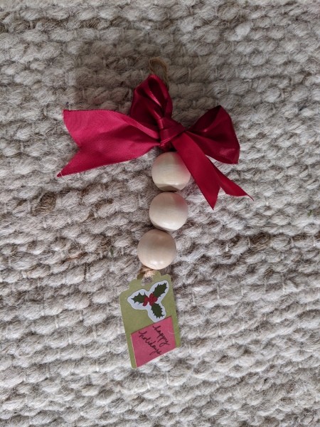 Wooden Ball Gift Tag Decoration Ornament - ready to hang or gift