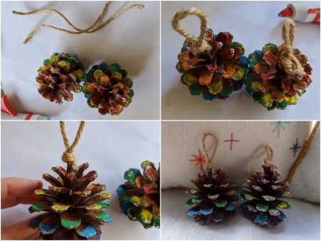 Making Rainbow Pinecone Ornaments | My Frugal Christmas