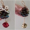 Rainbow Pinecone Ornaments - two versions of the ornament