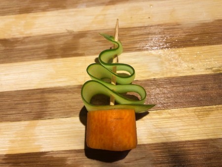 Veggie and Cheese Christmas Trees - cucumber tree made